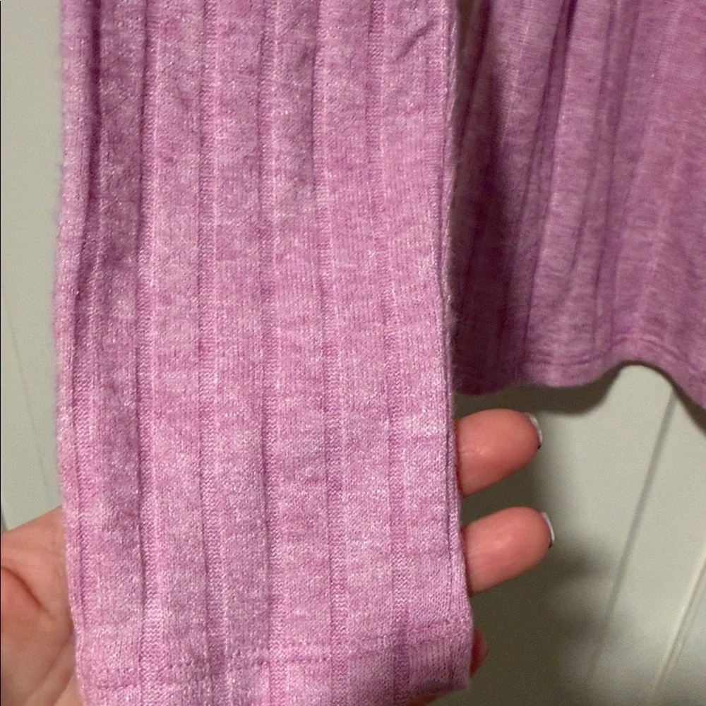 Zenana Outfitters Ribbed Henley Long Sleeve Top Light Lavender Pink size medium